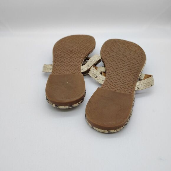 Tory Burch Miller Snakeskin Print Thong Sandals Gold Logo Size 6.5 - Picture 7 of 8